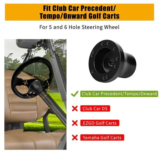 Alt view image 4 of 7 - Club Car Steering Wheel Adapter Hub for Club Car Precedent/Tempo/Onward Golf Carts with 5-6 Holes Golf Cart Steering Wheel