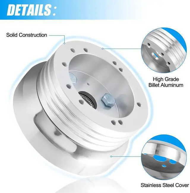 Alt view image 3 of 6 - 5 & 6 Hole Billet Steering Wheel Hub Adapter Compatible with 1969-1994 Chevrolet Chevy GM Flaming River Ididit Buick Jeep Pontiac Oldsmobile