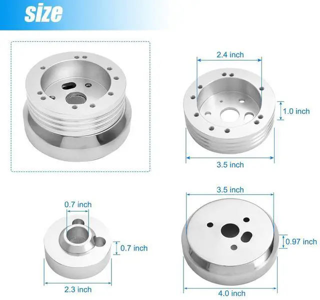 Alt view image 6 of 6 - 5 & 6 Hole Billet Steering Wheel Hub Adapter Compatible with 1969-1994 Chevrolet Chevy GM Flaming River Ididit Buick Jeep Pontiac Oldsmobile