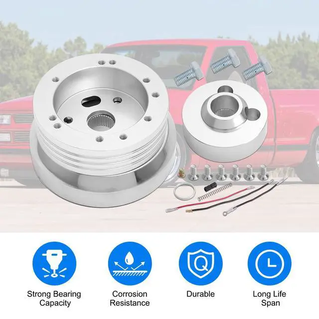 Alt view image 4 of 6 - 5 & 6 Hole Billet Steering Wheel Hub Adapter Compatible with 1969-1994 Chevrolet Chevy GM Flaming River Ididit Buick Jeep Pontiac Oldsmobile