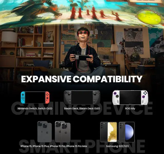 Alt view image 5 of 6 - Hub, Power and Play Adapter, Power Your AR Glasses While Charging Your Source Device, Like Steam Deck, ROG Ally, Switch, iPhone 15 or Android Phone, Support 45W Fast Charging and 120Hz