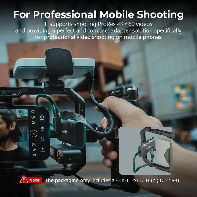 Alt view image 3 of 7 - 4-in-1 USB-C Hub with a Cold Shoe Mount, Type- C Multiport Hub with PD 100W / USB-C 3.1/2.0 with Audio Adapter x 2, for Mobile Shooting of ProRes Videos at 4K 60fps - 4598