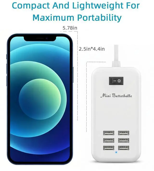 Alt view image 7 of 7 - 6 Ports USB Charger Hub Desktop US Plug AC Power Wall Travel Charging Adapter Slots Charging Station Extension Socket Outlet with Cable