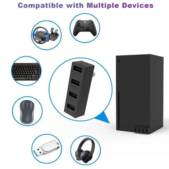 Alt view image 5 of 6 - 4 Ports USB Hub 2.0 for Xbox Series X, High Speed USB Hub Splitter Expansion Adapter Compatible with Xbox Series