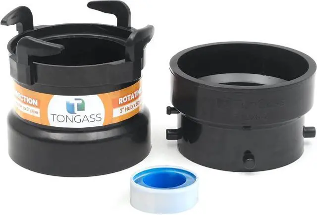 Main image of (Combo Pack) RV Sewer Hose Fitting Adapter to PVC, RV Sewer Connection & Termination Adapter - 3" Hub x Bayonet Hooks with Thread Seal Tape