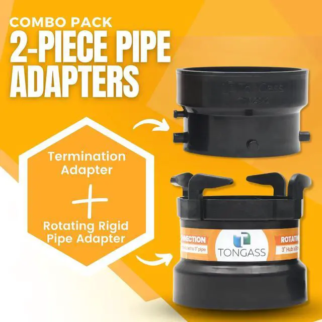 Alt view image 2 of 7 - (Combo Pack) RV Sewer Hose Fitting Adapter to PVC, RV Sewer Connection & Termination Adapter - 3" Hub x Bayonet Hooks with Thread Seal Tape