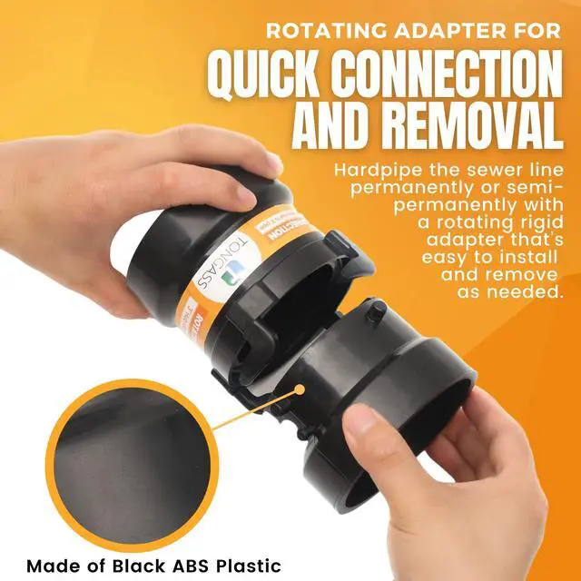 Alt view image 3 of 7 - (Combo Pack) RV Sewer Hose Fitting Adapter to PVC, RV Sewer Connection & Termination Adapter - 3" Hub x Bayonet Hooks with Thread Seal Tape