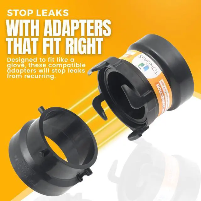Alt view image 7 of 7 - (Combo Pack) RV Sewer Hose Fitting Adapter to PVC, RV Sewer Connection & Termination Adapter - 3" Hub x Bayonet Hooks with Thread Seal Tape