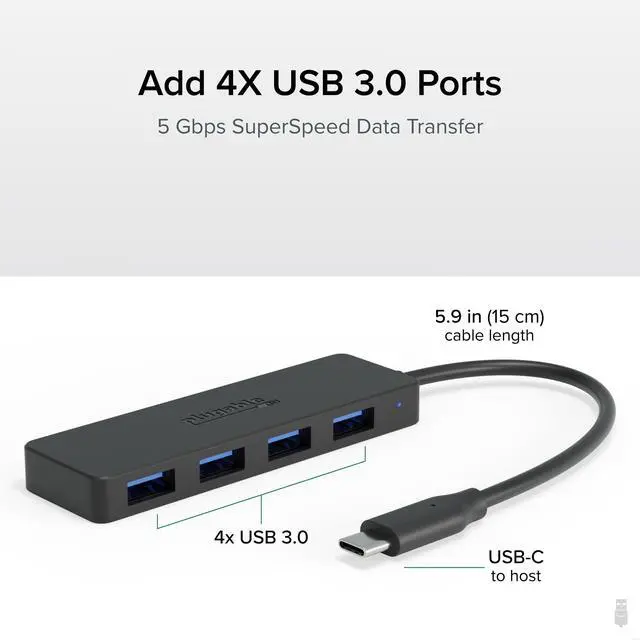 Alt view image 2 of 6 - USB C to USB Adapter Hub, 4 Port USB 3.0 Hub, USB Splitter for Laptop, Compatible with Windows, MacBook Pro/Air, iPad Pro, Surface Pro, Chromebook, Linux, Android, Charging Not Supported
