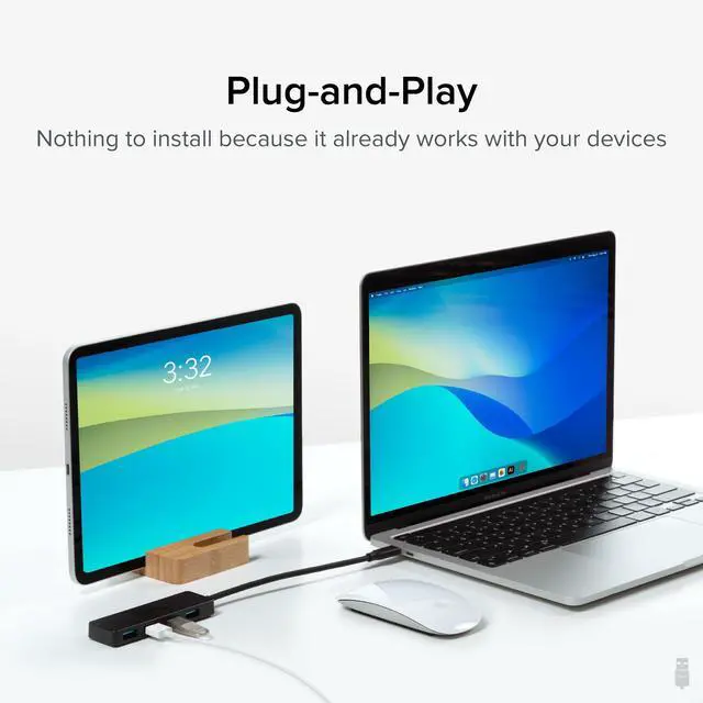 Alt view image 3 of 6 - USB C to USB Adapter Hub, 4 Port USB 3.0 Hub, USB Splitter for Laptop, Compatible with Windows, MacBook Pro/Air, iPad Pro, Surface Pro, Chromebook, Linux, Android, Charging Not Supported