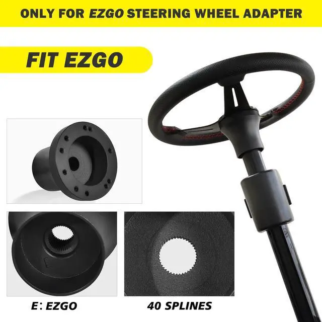 Alt view image 5 of 7 - Golf Cart Steering Wheel Adapter, Steering Wheel Adapter Hub for EZGO TXT and EZGO RXV Golf Cart Models