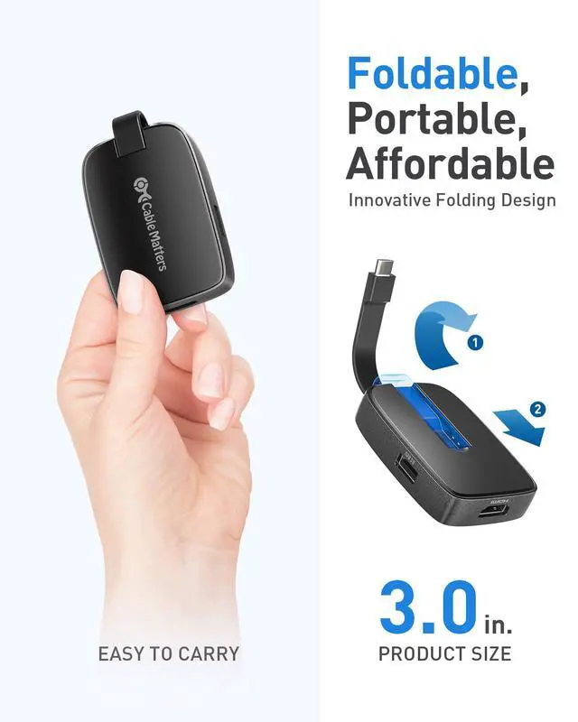 Alt view image 3 of 6 - 4-in-1 Portable USB C Hub HDMI 4K@60Hz & 100W Charging for iPhone 16/15 Pro, 10Gbps, USB-C Digital AV Multiport Adapter, USBC HDMI Hub Compatible with Thunderbolt 4 for MacBook, XPS