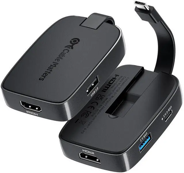 Main image of 4-in-1 Portable USB C Hub HDMI 4K@60Hz & 100W Charging for iPhone 16/15 Pro, 10Gbps, USB-C Digital AV Multiport Adapter, USBC HDMI Hub Compatible with Thunderbolt 4 for MacBook, XPS
