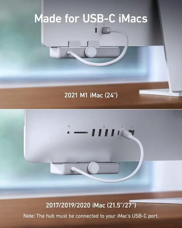Alt view image 2 of 6 - USB C Hub, 535 USB C Hub (5-in-1), with 2 USB-A 10 Gbps Data Ports, USBC 10 Gbps Port, SD and microSD Card Reader, for iMac Pro/iMac 24 inch 2021 / iMac 27 inch / 21.5 inch