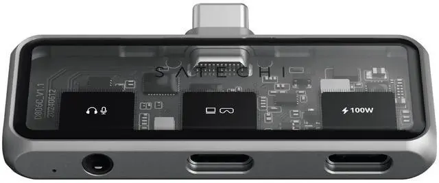 Main image of USB C Mobile Hub, 4-in-1 USB C Multiport Adapter, 4K HDMI, 100W Pass-Through Charging, 10Gbps Data, 3.5mm Audio Jack, for iPhone, iPad, MacBook, Switch, & More
