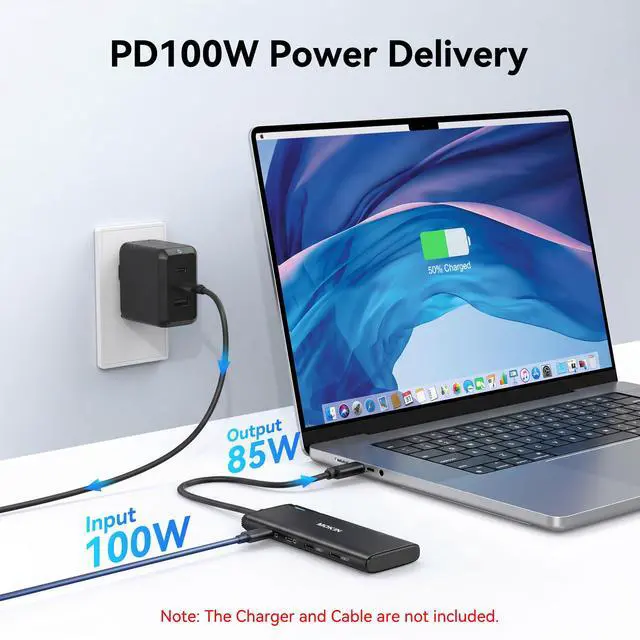 Alt view image 5 of 7 - USB C to USB C Hub Dual Monitor, USBC Splitter with 4K@60Hz DP Alt Mode Video Output, 10Gbps Data Transfer, 100W PD Charging, Dual Monitors Adapter for Laptop, Portable Monitor and More Type C Devices