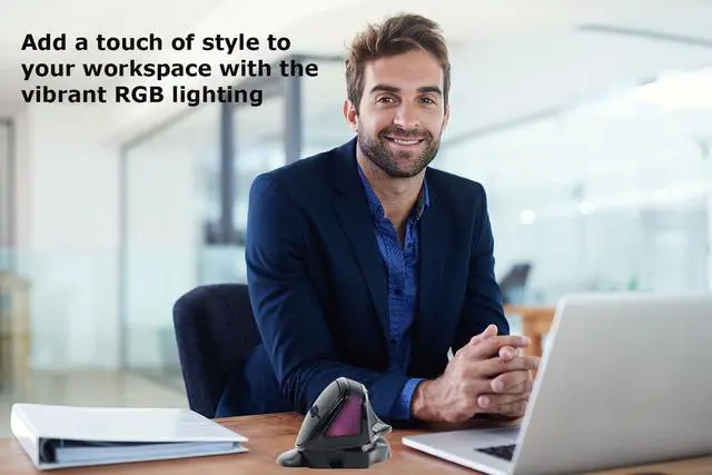 Alt view image 2 of 7 - Wireless Mouse Large Angle Adjustable Ergonomic Vertical Upright Carpal Tunnel Ergo Right Hand 6 buttons USB Optical Mice for PC Laptop Computer Gift,3600 DPI,Removable Palm Rest,RGB Light