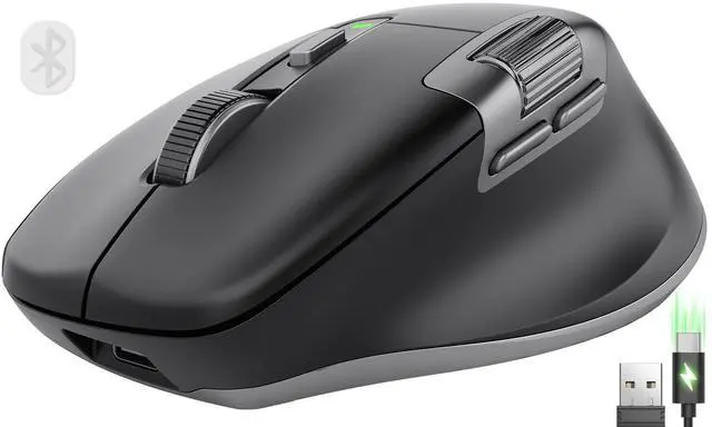 Main image of Ergonomic Wireless Mouse for Laptop with Ultra-Fast Scrolling, Side Scroll, Wired+2.4G,+2 Bluetooth, 5 Programmable Buttons, 8K DPI, 800mAh Rechargeable, MAM6 Quiet Office Mice for PC, Desktop