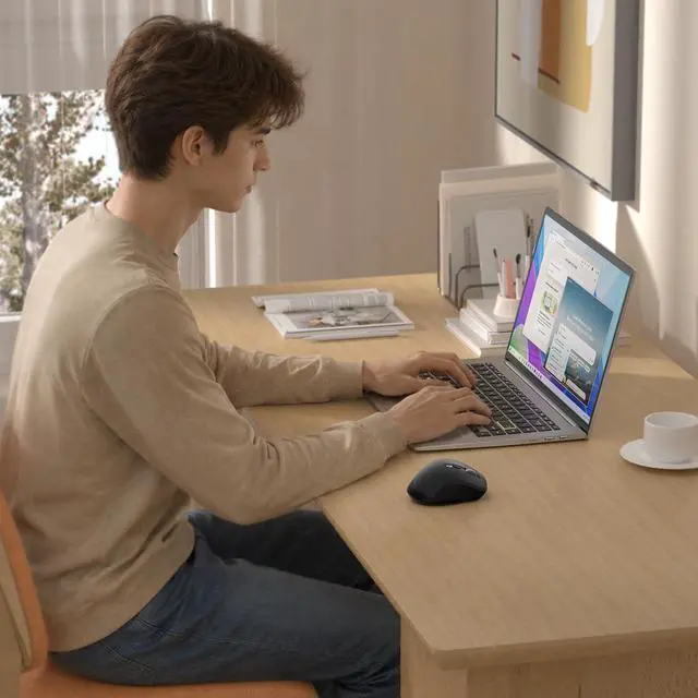 Alt view image 6 of 6 - Wireless Side Scroll Mouse with Multi-Device, Ergonomic Computer Mice with Smart Flying Scroll, Quiet Click, 4-Level DPI for Computer, Laptop, iPad, Tablet, MacBook (Grey)