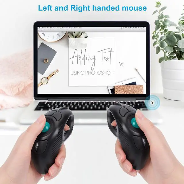 Alt view image 5 of 7 - Wireless USB Handheld Finger Trackball Mouse for Laptop Mac Window Computer