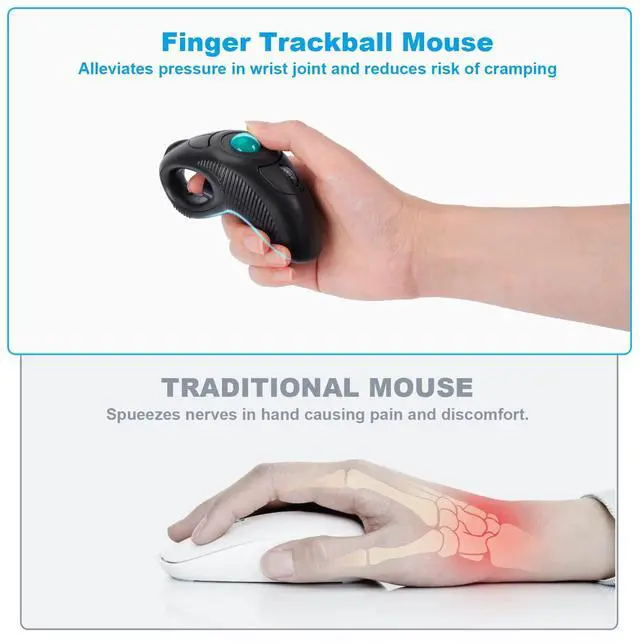 Alt view image 6 of 7 - Wireless USB Handheld Finger Trackball Mouse for Laptop Mac Window Computer