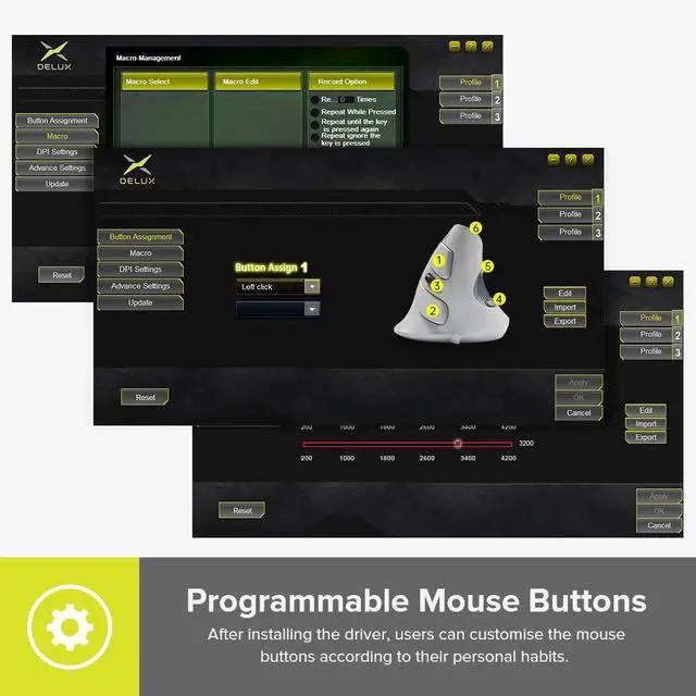 Alt view image 4 of 7 - Wired Ergonomic Vertical Mouse, Vertical Mouse for Medium Hands, Removable Wrist Rest, Silent Click Ergo Mouse, Up to 4200 DPI, 6 Programmable Buttons, Compatible with Laptop/PC (M618XU-White)