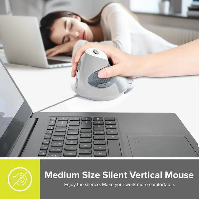 Alt view image 5 of 7 - Wired Ergonomic Vertical Mouse, Vertical Mouse for Medium Hands, Removable Wrist Rest, Silent Click Ergo Mouse, Up to 4200 DPI, 6 Programmable Buttons, Compatible with Laptop/PC (M618XU-White)