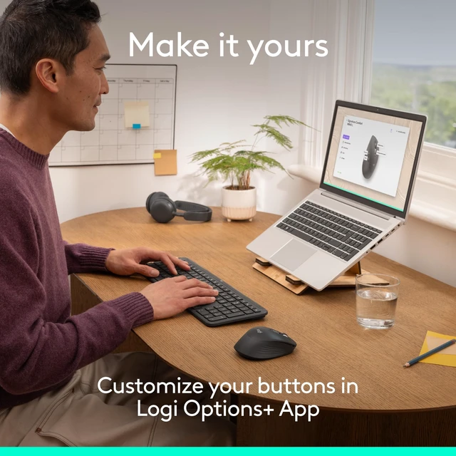 Alt view image 5 of 7 - Logitech Signature Comfort M840 L Wireless Mouse Bluetooth - Off White | Bluetooth, SmartWheel, customizable buttons, multi-device, for Windows, MacOS, iPadOS