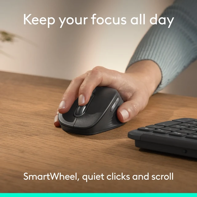 Alt view image 6 of 7 - Logitech Signature Comfort M840 L Wireless Mouse Bluetooth - Off White | Bluetooth, SmartWheel, customizable buttons, multi-device, for Windows, MacOS, iPadOS