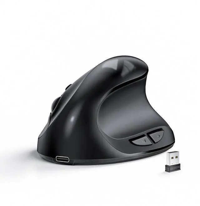 Main image of Ergonomic Mouse, Rechargeable Wireless for Small/Medium Hands, Black