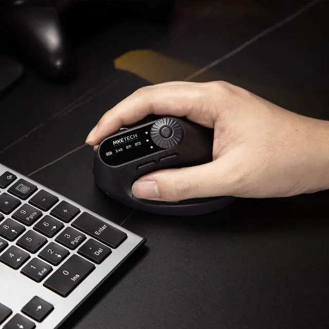 Alt view image 6 of 7 - Vertical Ergonomic Mouse 2.4G Wireless BT Task Window Switching and Horizontal Scrolling,Adjustable DPI, Lightweight for Laptop,Desktop,PC,MacBook, Black (MKE 604)