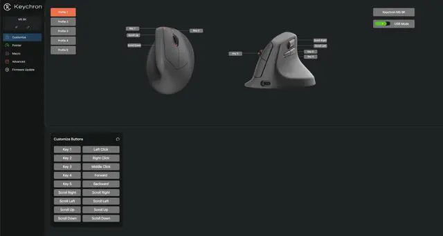 Alt view image 5 of 7 - M5 Wireless Ergonomic Mouse, 8000Hz Tri-Mode 2.4 GHz/Bluetooth 5.1/Wired, PixArt 3950 Sensor, 30000 DPI, Ergonomic Lightweight Programmable Macro Button for Windows PC/Mac - Black