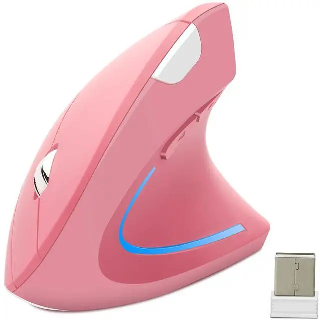 Main image of Ergonomic Wireless Vertical Mouse Ergo Optical 2.4G Cordless Mouse Portable Travel Mice with 6 Buttons 3 Adjustable DPI 800/1200/1600 for PC Laptop Desktop (Pink)