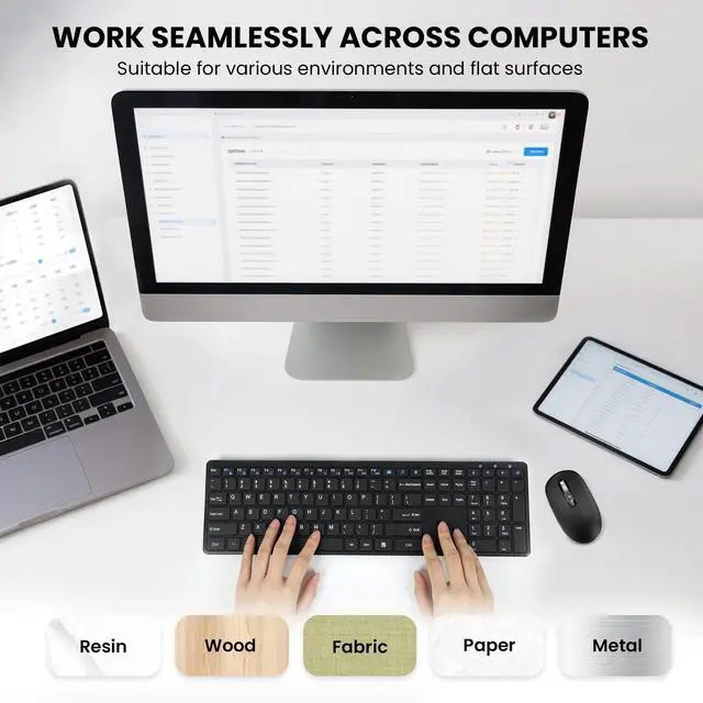Alt view image 7 of 7 - Wireless Bluetooth Mouse,USB+BT×2,Multi Device Ergo Full Size Mouses-big Hand,Metal 4-Way Super Scrolling,± 3000 DPI,10 Buttons,Plug&Play,Quiet,w/ 2 Batteries,Mice for Laptop,Computer,Tablet,Mac,iPad