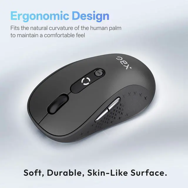 Alt view image 7 of 7 - B15 Tri-Mode Wireless Mouse, Bluetooth 5.0/4.0 & 2.4G, 5 Adjustable DPI, Type-C Rechargeable with 3-Level Battery Indicator, Ergonomic Silent Design for Office/Laptop/Travel