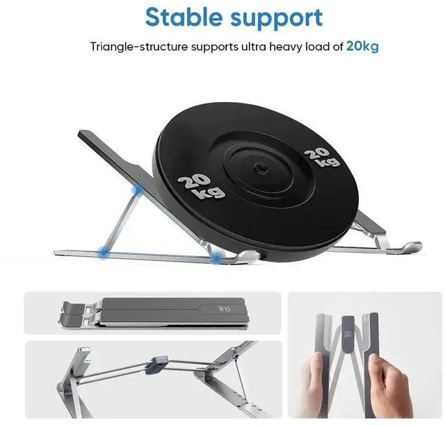 Alt view image 2 of 7 - Drawing Tablet Stand for Desk,Silver Portable Holder for Graphics Tablet&Pen Display, Aluminum Computer Riser Compatible with 10 to 15.6 Inch Laptops and Drawing Tablets,Portable and Adjustable