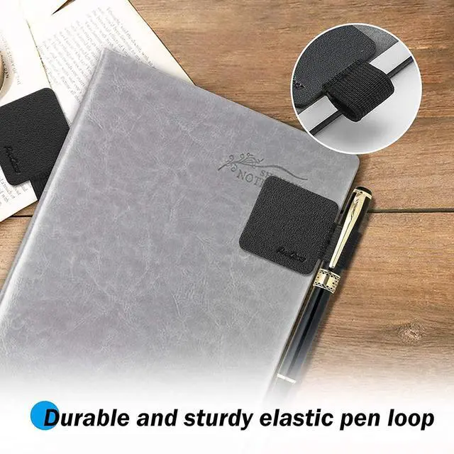 Alt view image 7 of 7 - (5 Pack) Pen Loop Holder for Notebooks Journals Planners Tablet Case, Self Adhesive Leather Pencil Holder with Elastic Loop for Pens, Apple Pencil, Stylus Pen -Black
