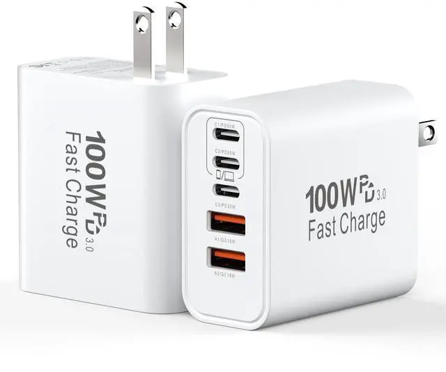 Main image of USB C Charging Blocks, 100W USBC Wall Super Fast Charger Block, Type C iPhone USB C Charger Charging Brick, 5-Port Multiport Charger Plug Power Adapter for iPhone 17/16/15/14/13 Pro Max, iPad, S25