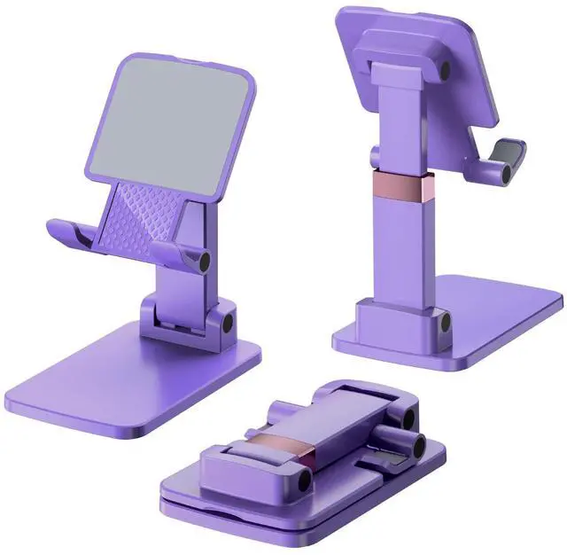 Alt view image 7 of 7 - Phone Stand for Desk, Cell Phone Holder Adjustable Cellphone Tablet Stand for Desk Height Angle Adjustable Compact Design for iPhone iPad Android Devices Under 12" (Purple, 1Pack)