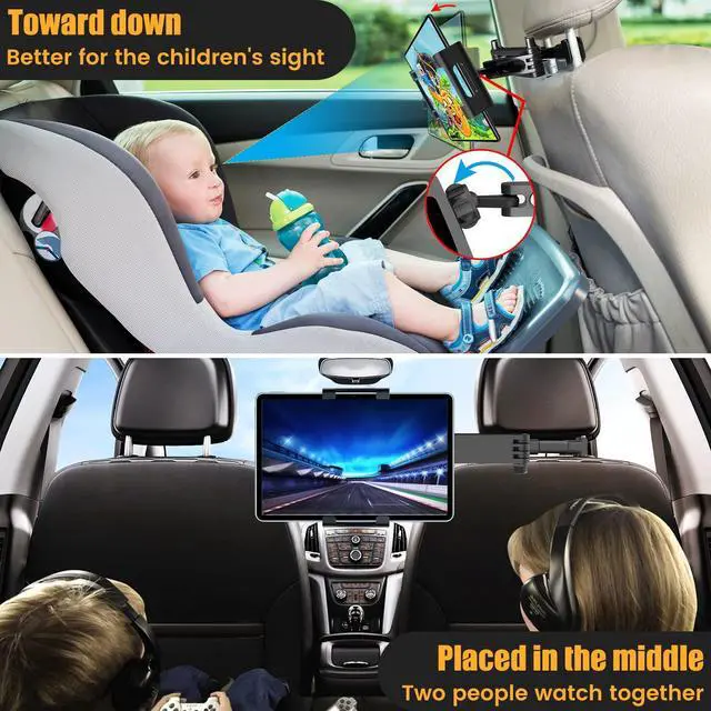 Alt view image 2 of 7 - Tablet Holder for Car,ipad Headrest Mount for 5.5-18.4 Inch ipad/Phones Car Tablet Holder with 360°Rotating Adjustable Trip Essentials,Black
