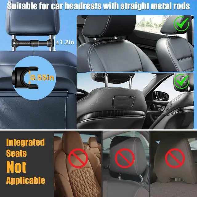 Alt view image 6 of 7 - Tablet Holder for Car,ipad Headrest Mount for 5.5-18.4 Inch ipad/Phones Car Tablet Holder with 360°Rotating Adjustable Trip Essentials,Black