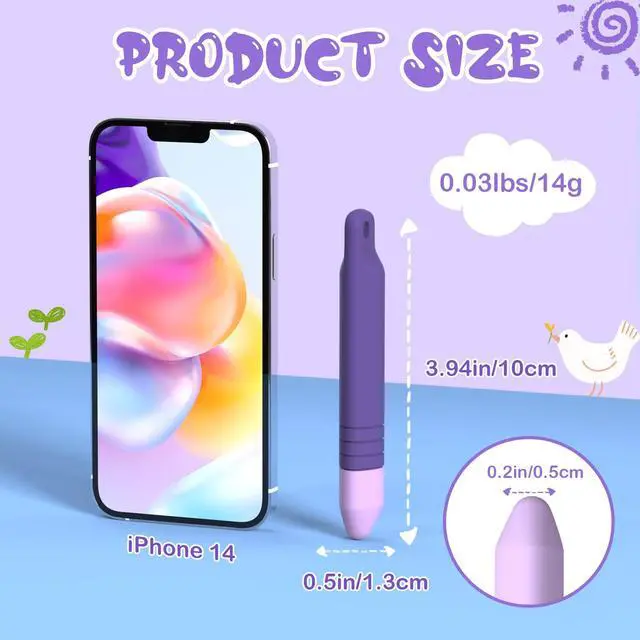 Alt view image 3 of 7 - Kid-Friendly Stylus Pens for Touch Screens with Tethers - Mixoo Anti-Rolling Tablet Stylus 2 Pack for Kids, Compatible with iPad, iPhone, Tablets, Kindle and All Touch Screen Devices (Blue+Purple)