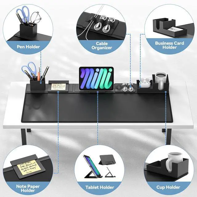 Alt view image 2 of 7 - Desk Pad Mat Set, 6 in 1 Mouse Mat with Magnetic Desktop Storage Accessories DIY Feature for Phone and Tablet Stand/Cup Holder/Pen Card Holder/Cable Management for Home Office Accessories