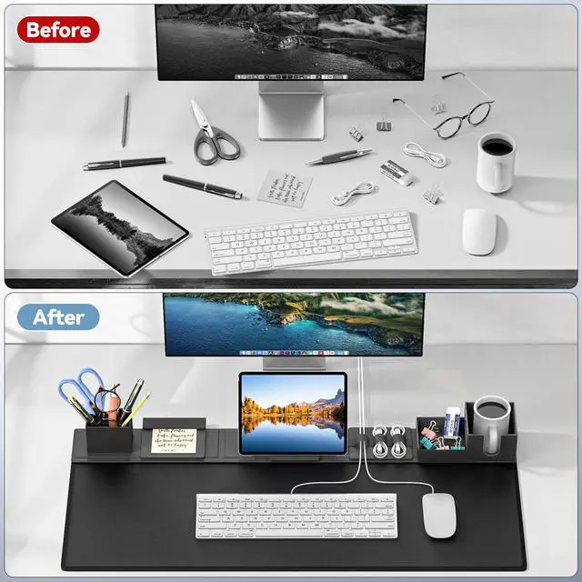 Alt view image 6 of 7 - Desk Pad Mat Set, 6 in 1 Mouse Mat with Magnetic Desktop Storage Accessories DIY Feature for Phone and Tablet Stand/Cup Holder/Pen Card Holder/Cable Management for Home Office Accessories