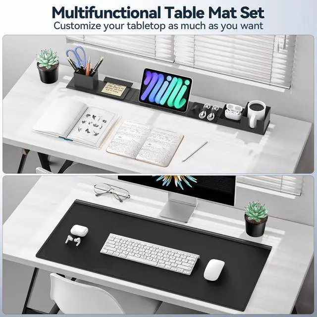 Alt view image 4 of 7 - Desk Pad Mat Set, 6 in 1 Mouse Mat with Magnetic Desktop Storage Accessories DIY Feature for Phone and Tablet Stand/Cup Holder/Pen Card Holder/Cable Management for Home Office Accessories