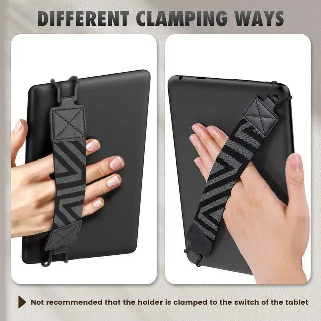 Alt view image 6 of 7 - Security Hand-Strap for 9-11 Inch Tablet, iPad Pro/Air/Kindle Fire HD/Samsung, High-Elasticity Versatile Hand Strap Lightweight Finger Grip Holder, Black