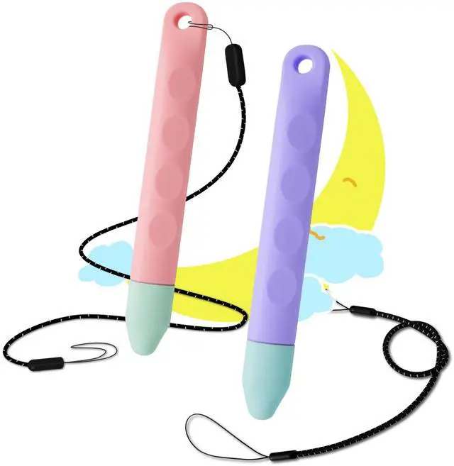Main image of Kid-Friendly Tablet Stylus with Tether, 2 Pack of Pink and Purple Kids Stylus Pen for iPad, Fire Tablet, All AMZ Fire Kids and Kids Pro, Sufface Tablets, Samsung Tablets and All Touch Screen Devices