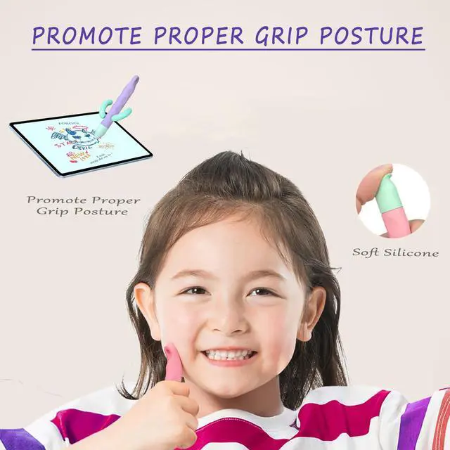 Alt view image 3 of 6 - Kid-Friendly Tablet Stylus with Tether, 2 Pack of Pink and Purple Kids Stylus Pen for iPad, Fire Tablet, All AMZ Fire Kids and Kids Pro, Sufface Tablets, Samsung Tablets and All Touch Screen Devices