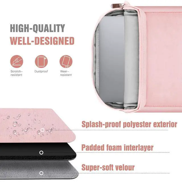 Alt view image 5 of 7 - 9-11 Inch Tablet Sleeve Bag with Shoulder Strap for iPad 11-inch A16 2025, iPad 10th Gen. 10.9"/10.2", Galaxy Tab A9+/A11Plus 11", Pink