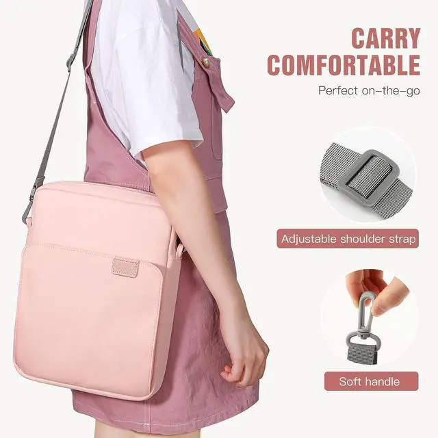 Alt view image 7 of 7 - 9-11 Inch Tablet Sleeve Bag with Shoulder Strap for iPad 11-inch A16 2025, iPad 10th Gen. 10.9"/10.2", Galaxy Tab A9+/A11Plus 11", Pink